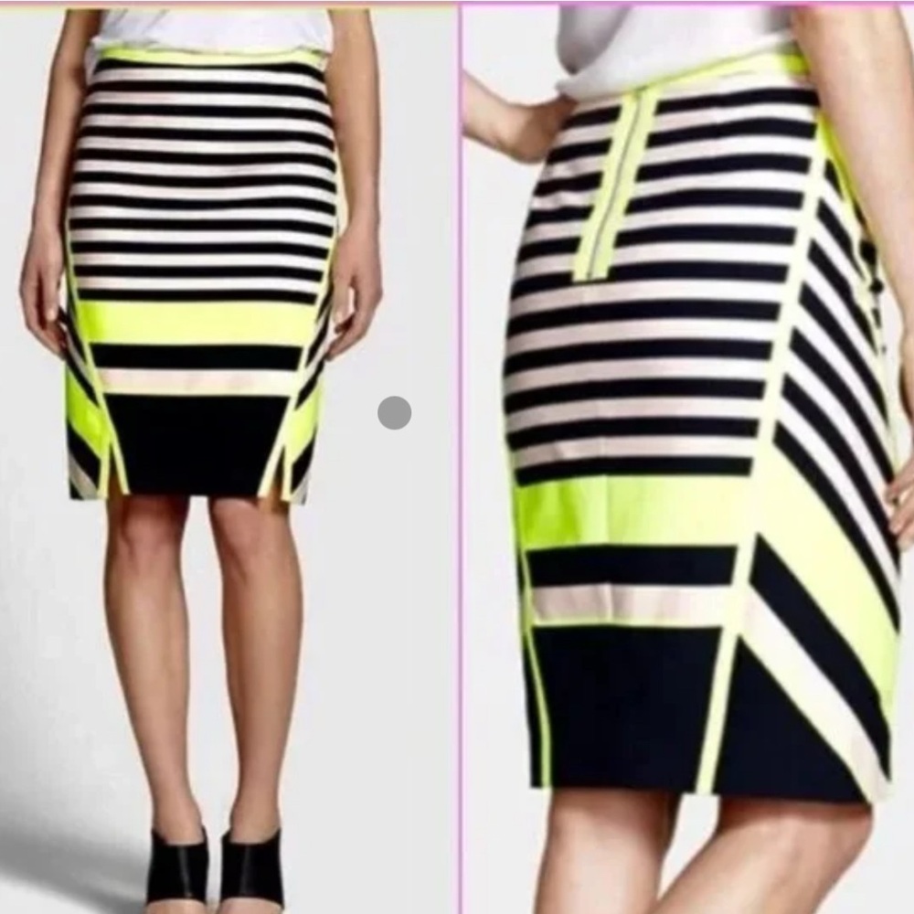 Ted Baker London Asymmetrical Skirt in Neon Yellow and Black